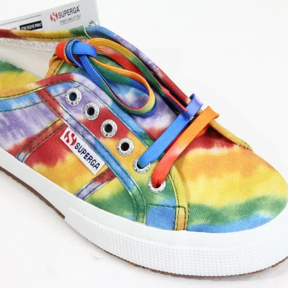 Superga Tie Dye Shoes NEW Women Rainbow Sneakers 8.5 Colorful style 2750 - Picture 2 of 8